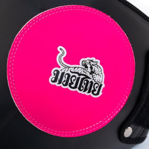 YOKKAO Belly Pad - Leather | Heavy-Duty Padding | Produced at Factory, Thailand | Muay Thai | 5 Colors - color: Fuchsia/Black