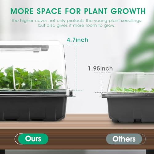 Seed Starter Tray with Grow Light, 96-Cell Seed Starter Kit, Seedling Starter Trays with Humidity Domes, Automatic Timer, Adjustable Light Indoor Gardening Plant Germination Trays - color: Black