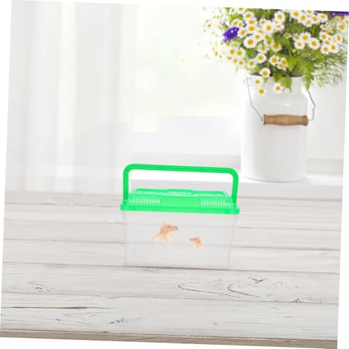 UKCOCO 4Pcs Mini Transparent Aquarium Box with Handle Portable Pet Carrier for Small Fish Turtles and Reptiles for Home Decor and Pet Transport