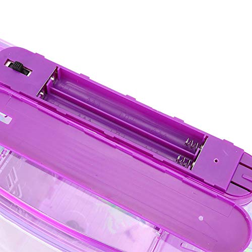 Mini Fish Breeding Box, Clear Acrylic LED Isolation Hatchery Tank for Desktop Aquarium Purple 11 x 3.9 x 5.9 in 3 Compartments 1 Filter Bubble Head