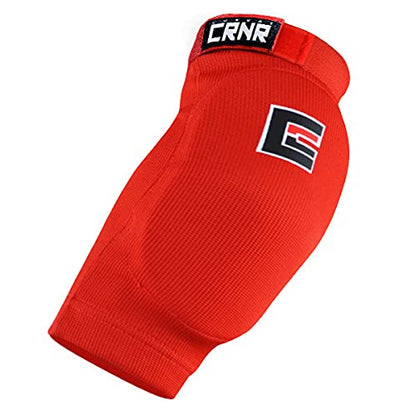 Combat Corner Muay Thai Elbow Pads for MMA, Boxing, Kickboxing, Martial Arts (Red, Small/Medium)