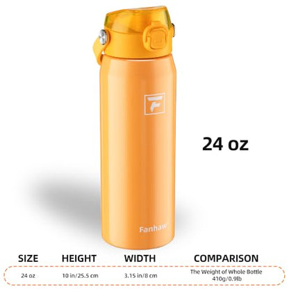 Fanhaw 24 oz Insulated Stainless Steel Water Bottle with 2-in-1 Straw& Chug Lid, Leakproof Wide Mouth Vacuum Bottle for School, Sports, Kids, Teens& Adults, Back to School Essentials (Saffron Yellow) - color: Saffron Yellow