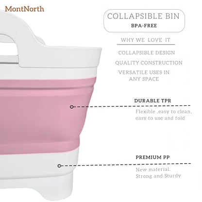 Collapsible Wash Basin 9L, Foldable Dish Tub with Drain Plug, Portable Collapsible Dish Basin, Camping Sink for Washing Dishes, Laundry & Kitchen Use (Pink) - color: Pink - Set of 1