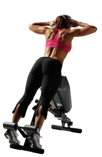 Dual Adjustable Decline Ab & Back Workout Bench w/ 11 Positions and Fast, Space-Saving Folding Design.