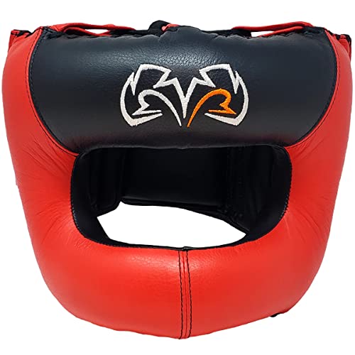 RIVAL Boxing RHGFS3 Face-Saver Sparring Headgear - Wide Eye Opening, Premium Leather, and Thermoplastic Inner Frame - color: Red, size: Small-Medium
