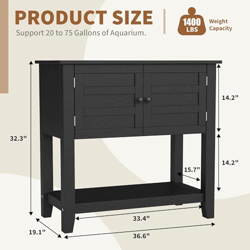 TrailBlaze Heavy Duty Aquarium Stand with Charging Station - Dual Tier Fish Tank Cabinet - Supports 20-29 Gallons - Open Storage & Magnetic Drawer