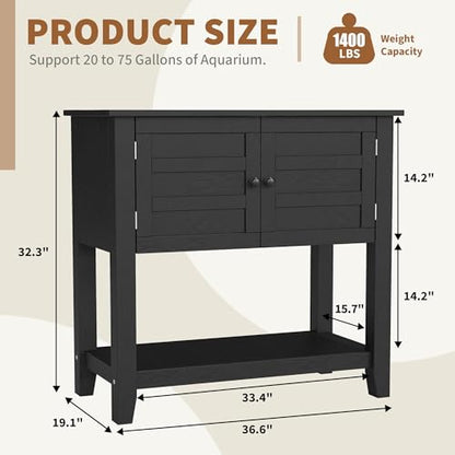 TrailBlaze Heavy Duty Aquarium Stand with Charging Station - Dual Tier Fish Tank Cabinet - Supports 20-29 Gallons - Open Storage & Magnetic Drawer