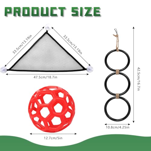 7-in-1 Snake Enclosure Accessories, Snake Climbing Toys & Habitat Decor | With Climbing Rings, Ball Chain, Suction Cups, Mesh Hammock, Artificial Ivy & Large Leaf Habitat for Ball Python, Corn Snake