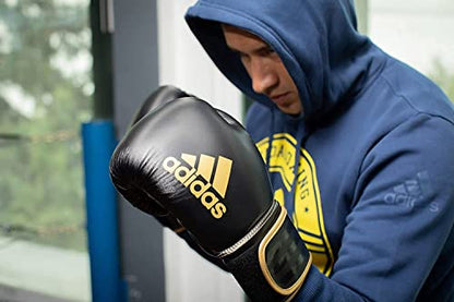 adidas Home Gym Bundle - Home use Heavy Bag (Black White, Black Gold, Black Red / 3ft, 4ft, 5ft) + Hybrid 80 Boxing Gloves (Black White, Black Red, Black Gold / 8oz, 12oz, 16oz) + Protective Inner gloves (Black Gold / Medium) – for Boxing, Training, Fitne