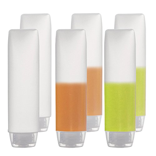 OTO 6 Pack Travel Size Plastic Squeeze Bottles for Liquids, 30ml/1 Fl. Oz TSA Approved Makeup Toiletry Cosmetic Containers