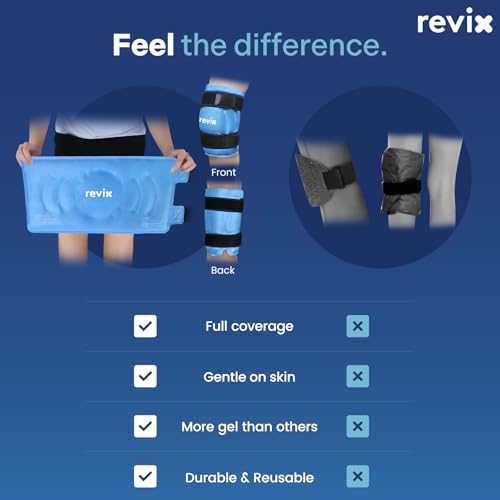 REVIX 19" Extra Large Knee Ice Pack Wrap Around Entire Knee, Reusable Gel Cold Pack for Discomfort and Post-Workout Fatigue, Cold Compress, Enhance Comfort and Recovery - size: XL, style: Blue-XL