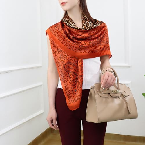 XL 43 Inch Extra Large Square Scarf Fashion Scarves Silk Feeling Hair Scarf Wrapping Scarfs Night Sleeping Headscarf - color: Ba1034