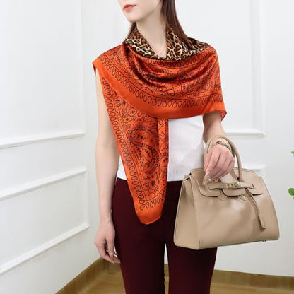 XL 43 Inch Extra Large Square Scarf Fashion Scarves Silk Feeling Hair Scarf Wrapping Scarfs Night Sleeping Headscarf - color: Ba1034