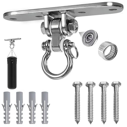 Heavy Bag Hanger,Stainless Wall Ceiling Mount Hook 180°/360° Rotation Wood Beam Holder Body Weight Strength Training Systems, Aerial Yoga Swing & Hammock - size: 4-holes with 180° Swing