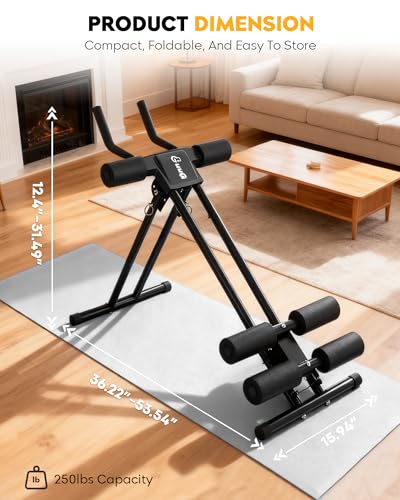 GuuG Ab Machine Ab Trainer Machine : Adjustable Ab Machine for Stomach Workout at Home Gym Ab Workout Foldable Core Strength Training Equipment Home Gym System - style: Black Ab Trainer Machine