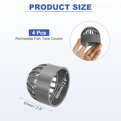 PATIKIL 2.5 Inch (63mm) Fish Cover Permeable Cap, 4 Pcs PVC Breathable Cap Aquarium Guard Fish Tank Intake Cover, Gray - color: Gray, size: 2.5Inch(63mm)