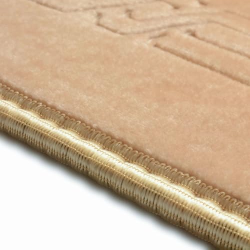 JE JOUE Luxury Islamic Prayer Mat with Tasbih Beads - Extra Thick Large Padded Sajadah for Men, Women & Kids, Soft Non-Slip Muslim Prayer Rug for Eid, Ramadan, Travel(31 "x 47",Camel) - color: Camel
