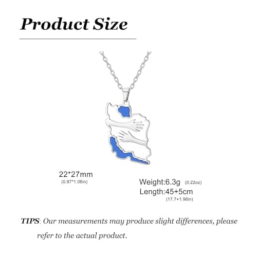 Iran Necklace Iran Map Charm Necklaces Dainty Gold Necklaces for Women Silver Jewelry Gifts for Women - color: A8：silver hug iran necklace