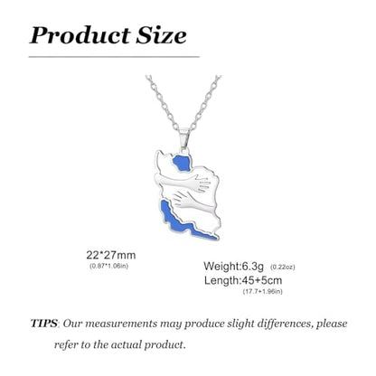 Iran Necklace Iran Map Charm Necklaces Dainty Gold Necklaces for Women Silver Jewelry Gifts for Women - color: A8：silver hug iran necklace