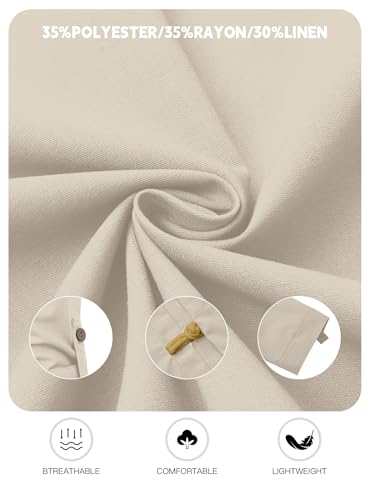Zaitun Mens Cotton Linen Shirts Casual Buttons Down Roll-Up Sleeve Shirt Summer Chinese Style T-Shirts - color: Khaki, size: Medium