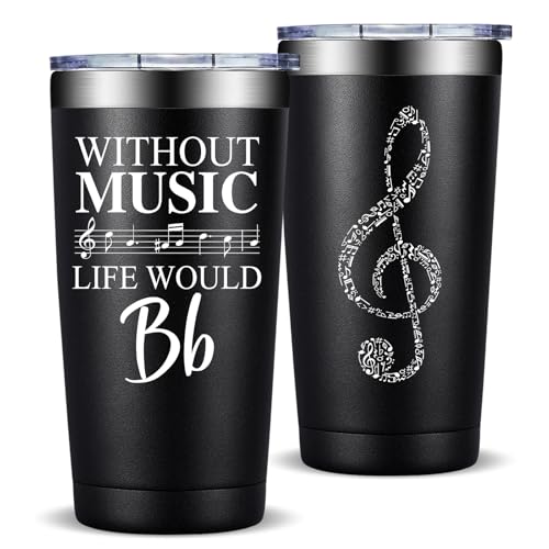 Fufandi Music Lover Gifts for Men Male, Him, Music Teacher Gift - Gifts for Musical Lovers, Musician Tumbler Gift - Tumbler Cup 20oz - color: Music Life Black