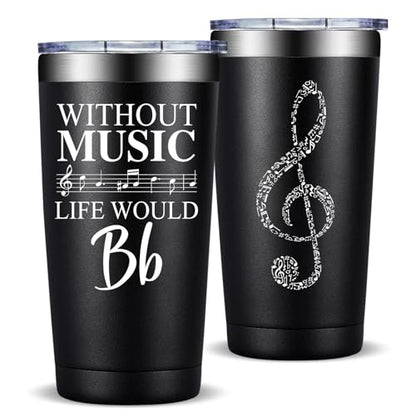 Fufandi Music Lover Gifts for Men Male, Him, Music Teacher Gift - Gifts for Musical Lovers, Musician Tumbler Gift - Tumbler Cup 20oz - color: Music Life Black