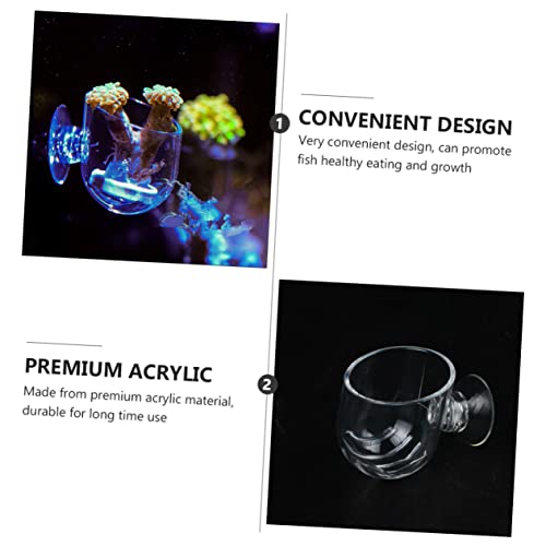 Yardwe 2pcs Transparent Food Holder for Fish Tank Feeding Supplies Acrylic Feeder Cups Easy to Clean and Store for Live and Fish Food Promotes Healthy Eating