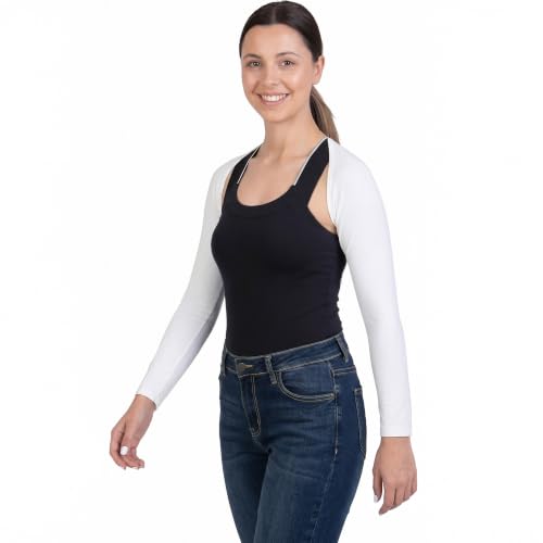 OutdoorEssentials Arm Sleeves for Women - Golf UV Shawl with Sleeves - Workout Shrug Bolero - Arm Tights for Sun Protection - color: White, size: Medium
