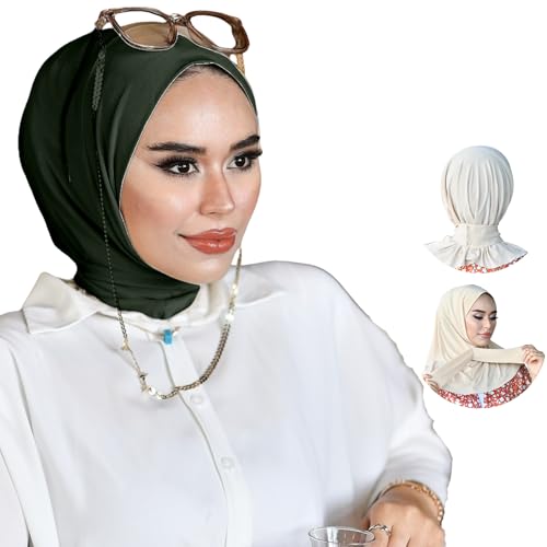 para life Snap Hijab for Women, Breathable Instant Hijabs|Standard Size Stretchable Cotton Sandy|Jersey Undercap - color: Khaki