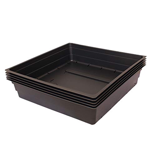 Handy Pantry 10" x 10" Garden Growing Trays with Drain Holes - 5-Pack | Recyclable Plastic Plant Trays for Wheatgrass, Microgreens, Hydroponic Growing, Nursery Flats, Greenhouse Supplies
