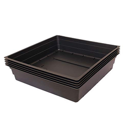 Handy Pantry 10" x 10" Garden Growing Trays with Drain Holes - 5-Pack | Recyclable Plastic Plant Trays for Wheatgrass, Microgreens, Hydroponic Growing, Nursery Flats, Greenhouse Supplies