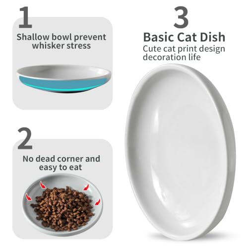 3 PCS Ceramic Cat Bowls, 5.5 in Pet Food Bowl Cat Dishes for Food and Water, Small Dog Dish(Grey) - color: Grey
