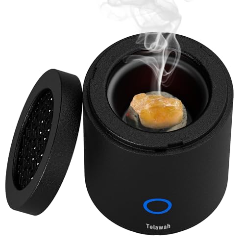 Portable Incense Burner, Mini USB Type-C Charging Car Aromatherapy Diffuser, 7.8 * 7.8 * 9.6cm Charcoal Igniter, Burning Time 120 Seconds Best Arabian Gift (Black)