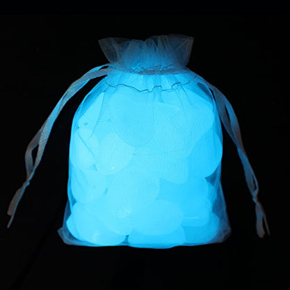 Shiny Stone 120pcs Glow in The Dark Aquarium Pebbles, Sky Blue | Fish Tank Rocks, Glowing Gravel, Luminous Stones, For Aquarium Succulent Garden - color: Sky Blue