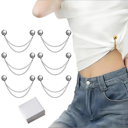 2026 Upgrade Multi-Function Magnetic Clothing Clips, 6 PCS Magnetic Clothing Clips with Chain, Strong Hem & Hijab Clips with Chain for Women’s Pants Jeans Shirts Sweaters, Fix Cuffs Long Pants (C) - color: C