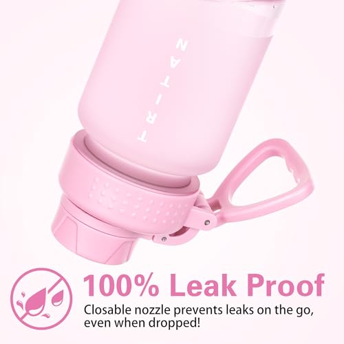 OLDLEY 32oz Frosted Clear Water Bottle, BPA-Free Tritan Plastic Reusable Water Bottle with Fast-Flow Spout Lid, Wide Mouth Leakproof Sports Drinking Bottle for Gym, School, Office, Travel,Pink - color: Pink