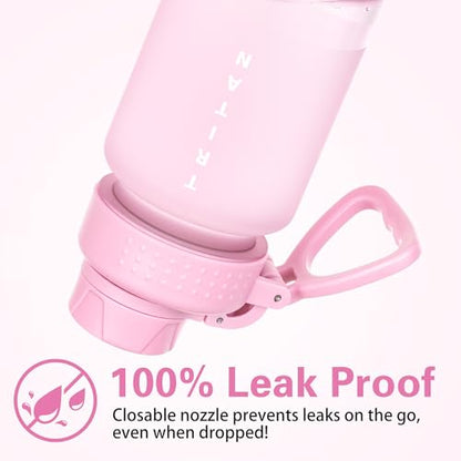 OLDLEY 32oz Frosted Clear Water Bottle, BPA-Free Tritan Plastic Reusable Water Bottle with Fast-Flow Spout Lid, Wide Mouth Leakproof Sports Drinking Bottle for Gym, School, Office, Travel,Pink - color: Pink