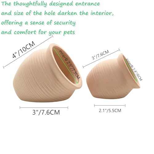 Ceramic Jar Natural Clay Vase Fish Shrimp Hide Breed Habitat (Creamy 2pcs) | natural ceramic non-toxic, promote health vitality, sense of security and comfort - color: Creamy Clay, 2pcs