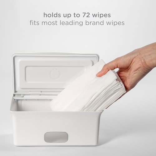 Ubbi Baby Wipes Dispenser with Weighted Plate, Oat | Rubber Seal Keeps Wipes Fresh, Non-Skid Feet, Holds Standard Pack of Wipes, Baby Changing Station Essential - color: Oat Wipes Dispenser, size: 1 Count (Pack of 1)