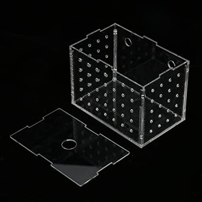 Fish Breeder Box, Aquarium Fish Breeding Box, High Transparency Acrylic Hatchery Incubator Tank with Suction Cups, Isolation Breeding Box for Baby Fishes Shrimp Clownfish, Easy to (11 * 7 * 8CM) - size: 11*7*8CM