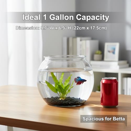 1 Gallon Plastic Fish Bowl, Shatterproof Clear Round Goldfish Betta Tank, Small Bubble Bowl Vase for Centerpiece, Candy Jar, Carnival Game & Party Drink Container - size: 19.5X19.5X18CM