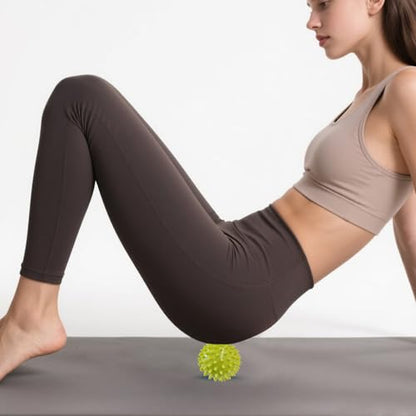 Spiky Massage Balls- 2PCS (Firm and Soft) Muscle Massager Ball for Feet, Back, Neck, Muscles, Hands Massager Roller for Plantar Fasciitis, Physical Therapy, Foot Arch Trainer, Exercise - color: Softgreen+hardblue