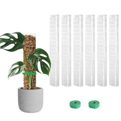EOX 6 Pcs 15 Inch Plastic Moss Pole for Monstera, D Shaped Poles for Climbing Plants Work with Sphagnum Moss, 80 Inch Plant Stake Set of 6, Garden Ties - size: 6 PACK-15Inch-no moss included