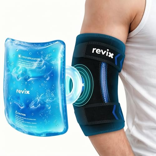 REVIX Cubital Tunnel Elbow Brace with Upgraded Soft Detachable Gel Pack, Tennis Elbow Ice Pack Wrap for Pitchers, Hot and Cold Therapy Support for Athletes, Golfer's Elbow, Post-workout Recovery