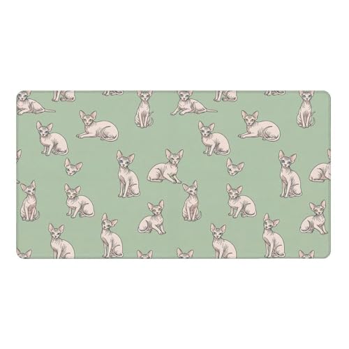 Large Computer Keyboard Mat Sphynx Cats Hairless Naked Cat, Non Slip Gaming Mousepad Office Desk Protection - color: Pattern (160), size: 29.5L x 15.8W inches