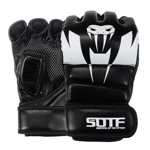SOTF Punching Gloves for Adults MMA Training Gloves Men Fight Boxing Gloves Open Fingers Women - color: white