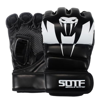 SOTF Punching Gloves for Adults MMA Training Gloves Men Fight Boxing Gloves Open Fingers Women - color: white