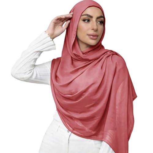 Viscose Hijab Scarf for Women Muslim Cotton Jersey Hijab Fashion Long Scarf Shawls - color: Rosy