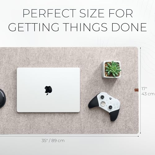 Nordik Felt Desk Mat - Large Felt Desk Pad - Stone Oat Beige (35 x 17 in) | Premium Desk Matt for Desktop, Full Desk Keyboard Mouse Pad, High Quality Felt and Non-Slip Rubber Liner for Home and Office - color: Stone Oat