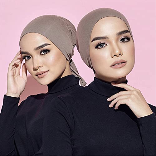 3 Pieces Adjustable Muslim Inner Under Hijab Cap with Ties Back Islamic Under Scarf Bonnet Caps Chemo Cap - color: Green